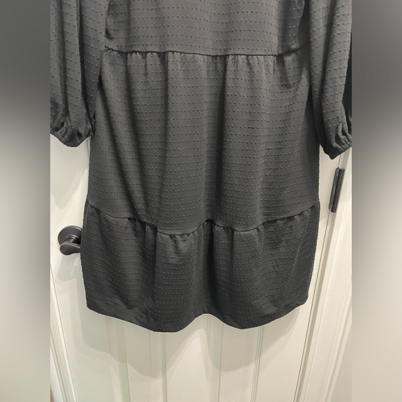 44-Loft Women’s Black Bobble Tiered Dress Babydoll w/ Balloon Sleeves Size 12 - Picture 9 of 10